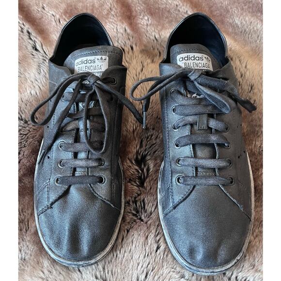 NWOT BALENCIAGA x ADIDAS Stan Smith Black Worn Out Size 45 EU / 12 US - Picture 6 of 8